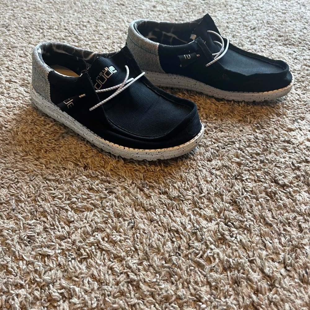 Buckle Black and Gray Hey Dude Shoes